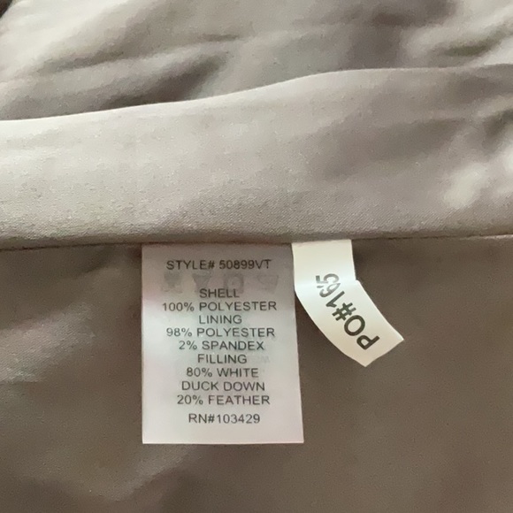 Puffy vest -color is iridescent gray/dark taupe velour feel. Size L. - Picture 9 of 10